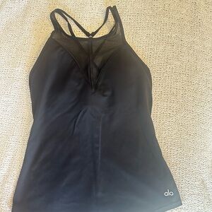 Alo Black Mesh Tank Top